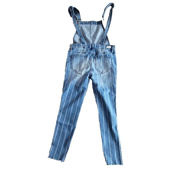 Almost Famous Overall Women's Size Small Striped Side Zip Med Wash ST# M53X-EF - Picture 3 of 16